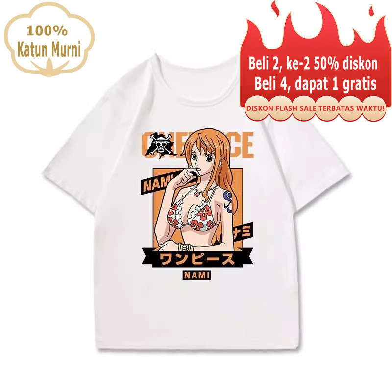 "GRATIS ONGKIR"Kaos Polos Pria  Nami dari One Piece-Katun  Sablon Korea COD