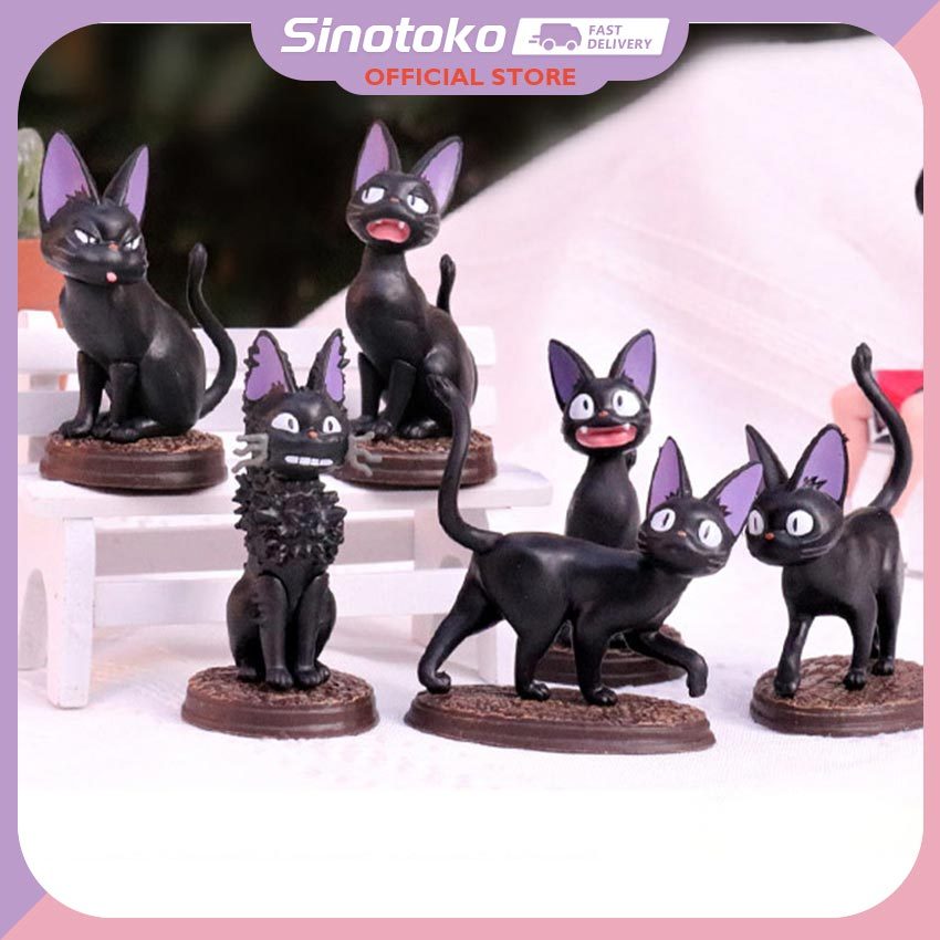 Full Set 6 Pcs Miniatur Jiji Kucing – Figure Studio Ghibli Kiki's Delivery Service, Topper Cake & Pa