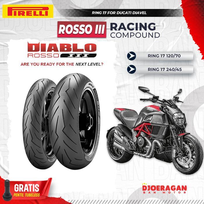 PAKET BAN DUCATI DIAVEL PIRELLI ROSSO 3 120/70-17 - 240/45-17 IMPORT - 120/70-17