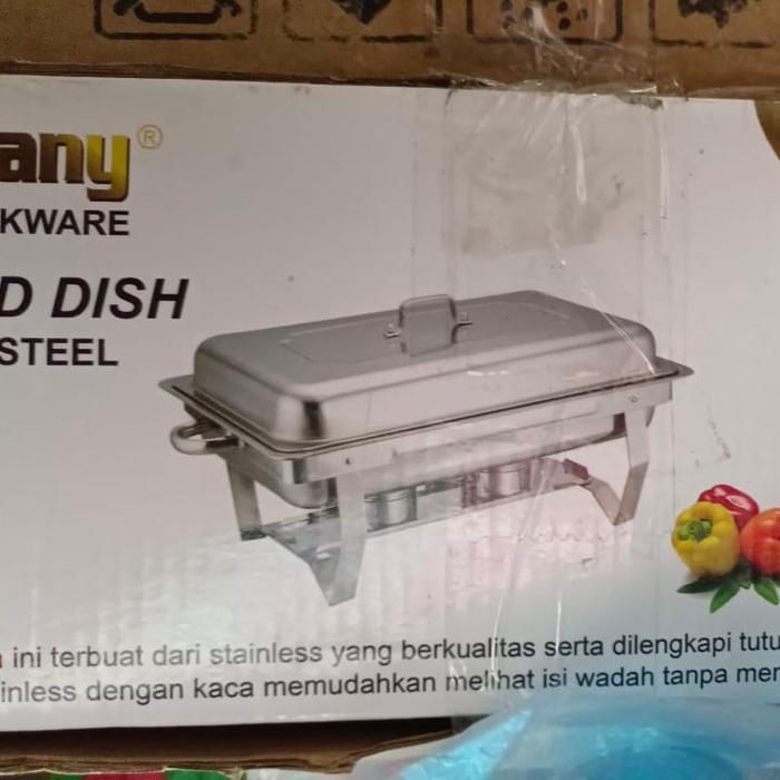 Panci pemanas prasmanan segi jumbo chafing dish 11 -12 liter