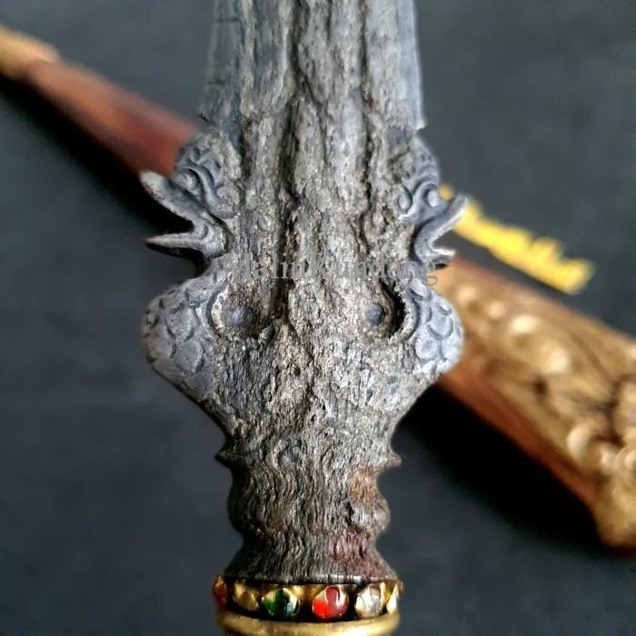 Tombak Pusaka Naga Kembar Naga Temanten luk 5 Keleng Bali sepuh. antik