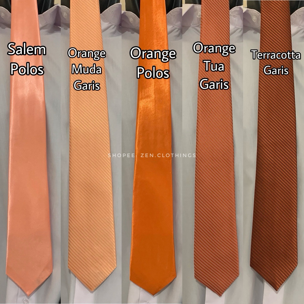 Dasi Pria Ikat Manual Warna Orange Salem Orens Peach Oranye Terracotta Oren Teracota Dewasa Panjang 