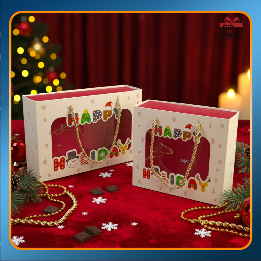Box Mika Christmas Box Mika Sliding Kotak Mika Hampers Hadiah Handle Box Souvenir Box Kue 2 Toples K