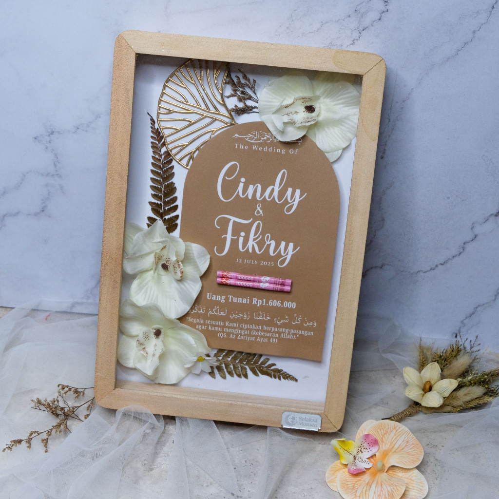 Mahar Frame Kayu Akrilik Pernikahan Replika Mahar Pernikahan Aesthetic Frame Kayu Mahar
