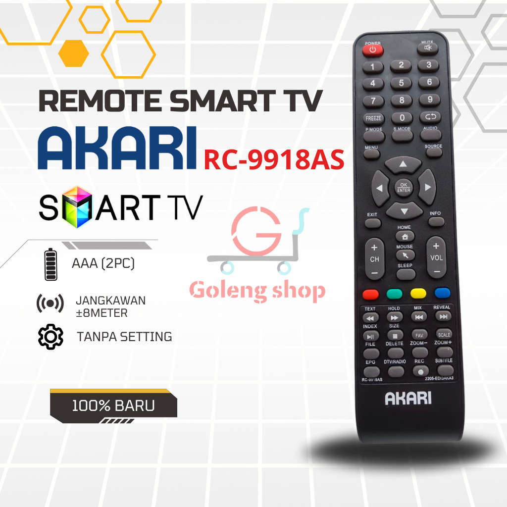 REMOT REMOTE TV AKARI SMART TV RC-9918AS