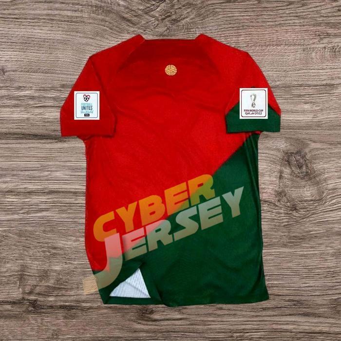 JERSEY BOLA PORTUGAL HOME FULL PATCH PIALA DUNIA 2022 TOP QUALITY Sport Atasan Setelan Baju - FULL P