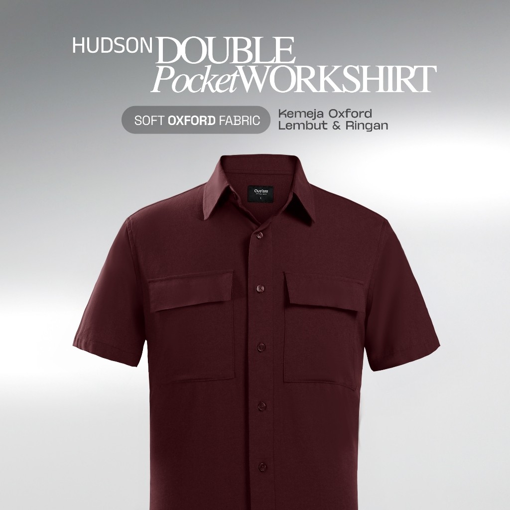 CUTOFF Hudson Double Pocket Workshirt Kemeja Kerja Oxford Polos Pria Pendek