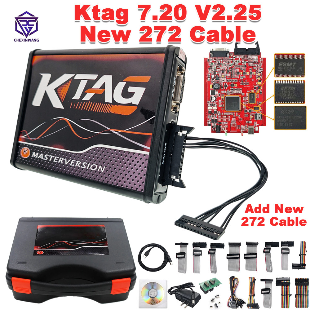 KTAG V7.020 V2.25 Red PCB ECU Programmer Unlimited OBD2 Tuning Tool With New Ktag 272 ECU Decated Re
