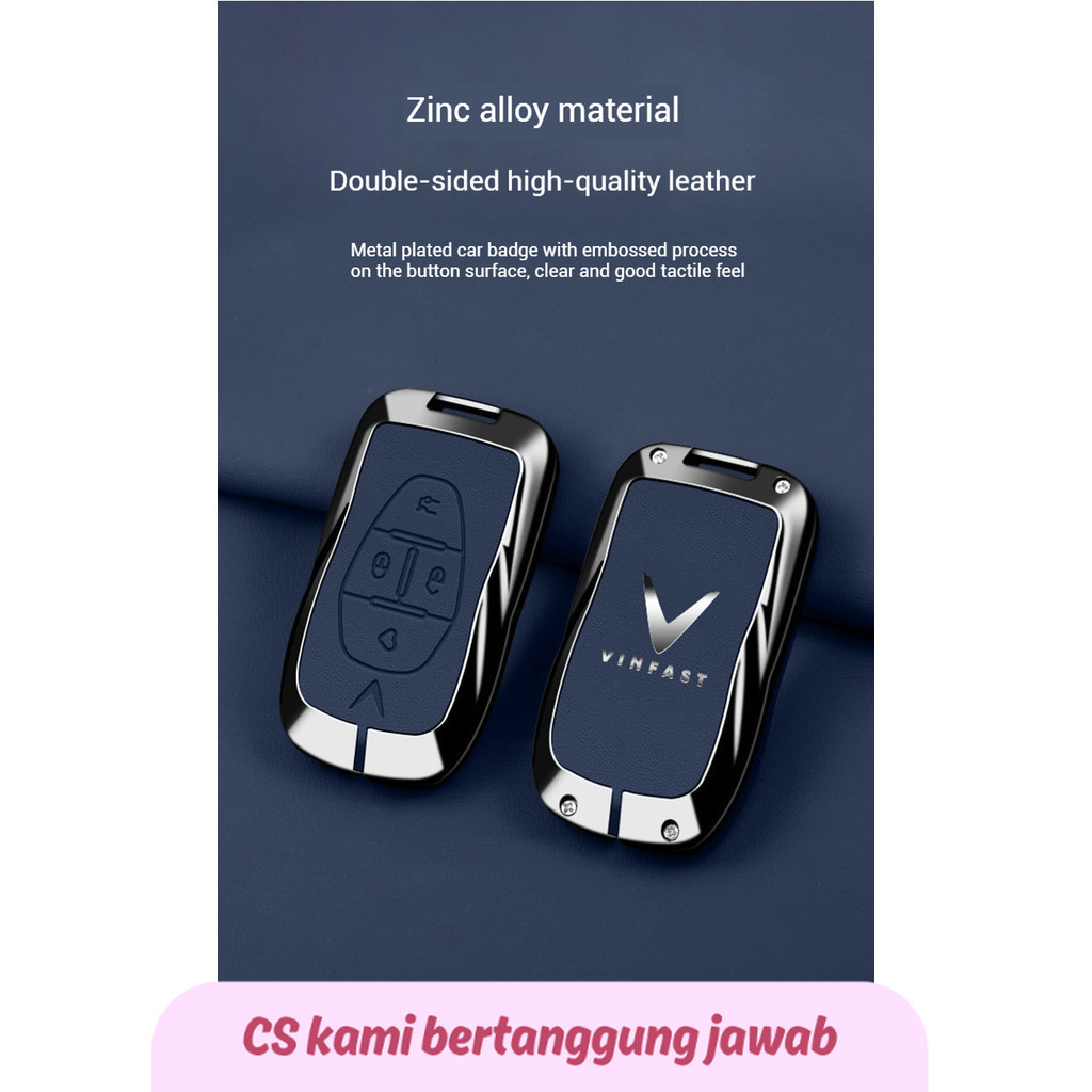 SS Zinc Alloy Leather Car Key Cover Shell Fob For Vinfast VF3 5 6 7 8 9 31EV 32EV 33EV LUX A20 SA20 