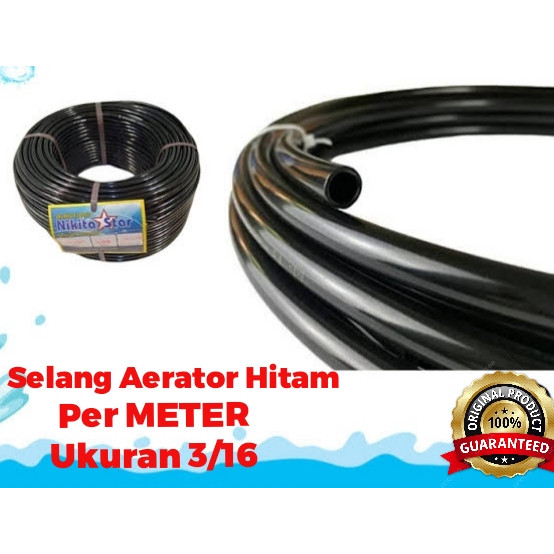 Selang Aerator HITAM Elastis 3/16 Per METER - Slang Gelembung Udara Mesin Filter Air Pompa Aquarium 