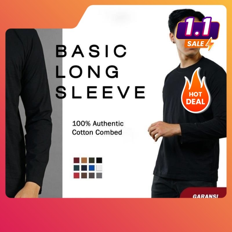 Grosir Kaos Polos Lengan Panjang Premium Cotton Combed 24S