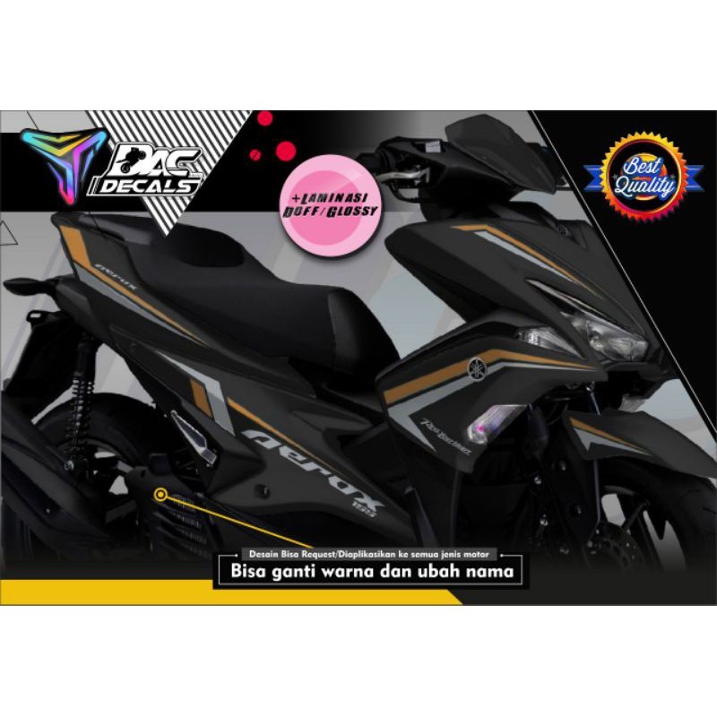 sticker decal full body yamaha Aerox hitam list gold
