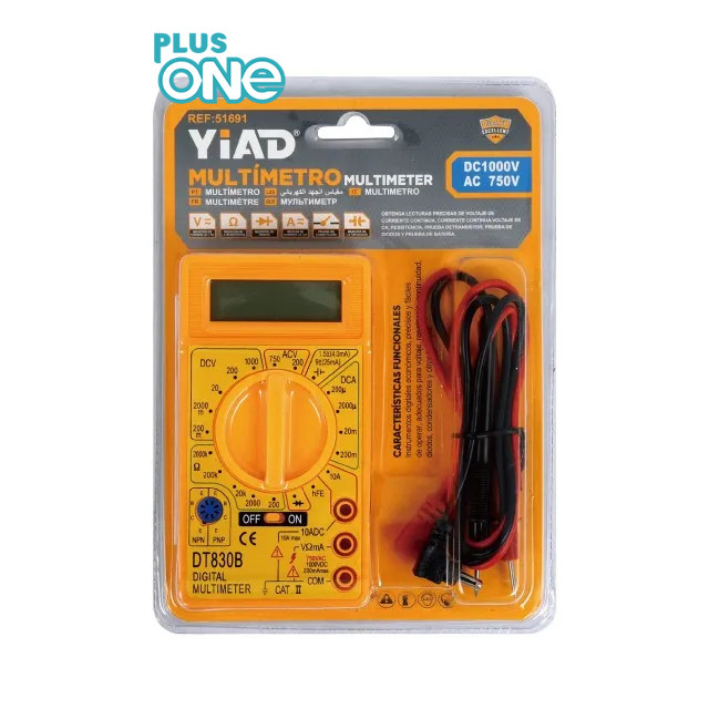 Plusone - Multimeter Digital YiAD Tang Ampere Clamp Meter Avometer AC DC Volt Tester Listrik DT830B 