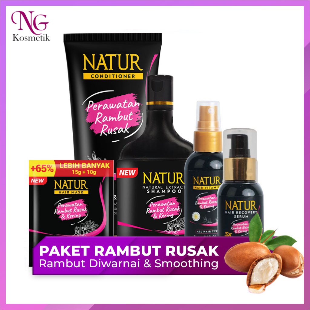 Paket Rambut Rusak Kering Natur Hair Care Perawatan Rambut Diwarnai & Smoothing