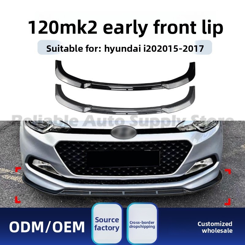 For Hyundai i20 MK2 Pre-Facelift 2015-2017 Front Lip Spoiler, ABS Bumper Splitter, Custom Look Upgra
