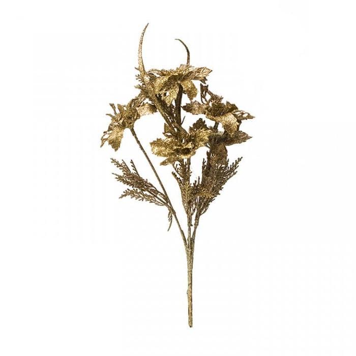 Hiasan Bunga Pohon Natal / Poinsettia - Bunga Gliter - Bunga Natal