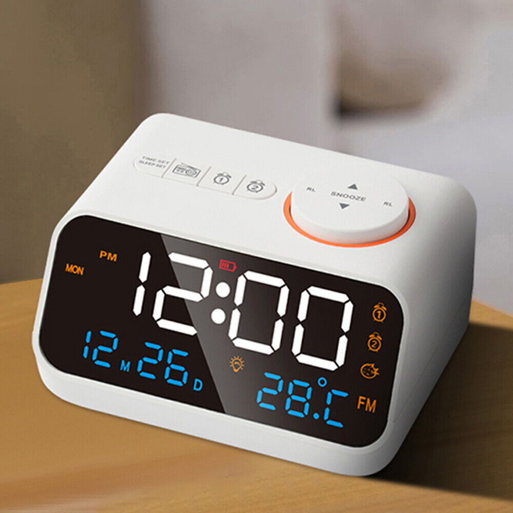 LED Digital Alarm Clock Watch Table Electronic Desktop Clocks USB Wake Up FM Radio Acoustic Control 