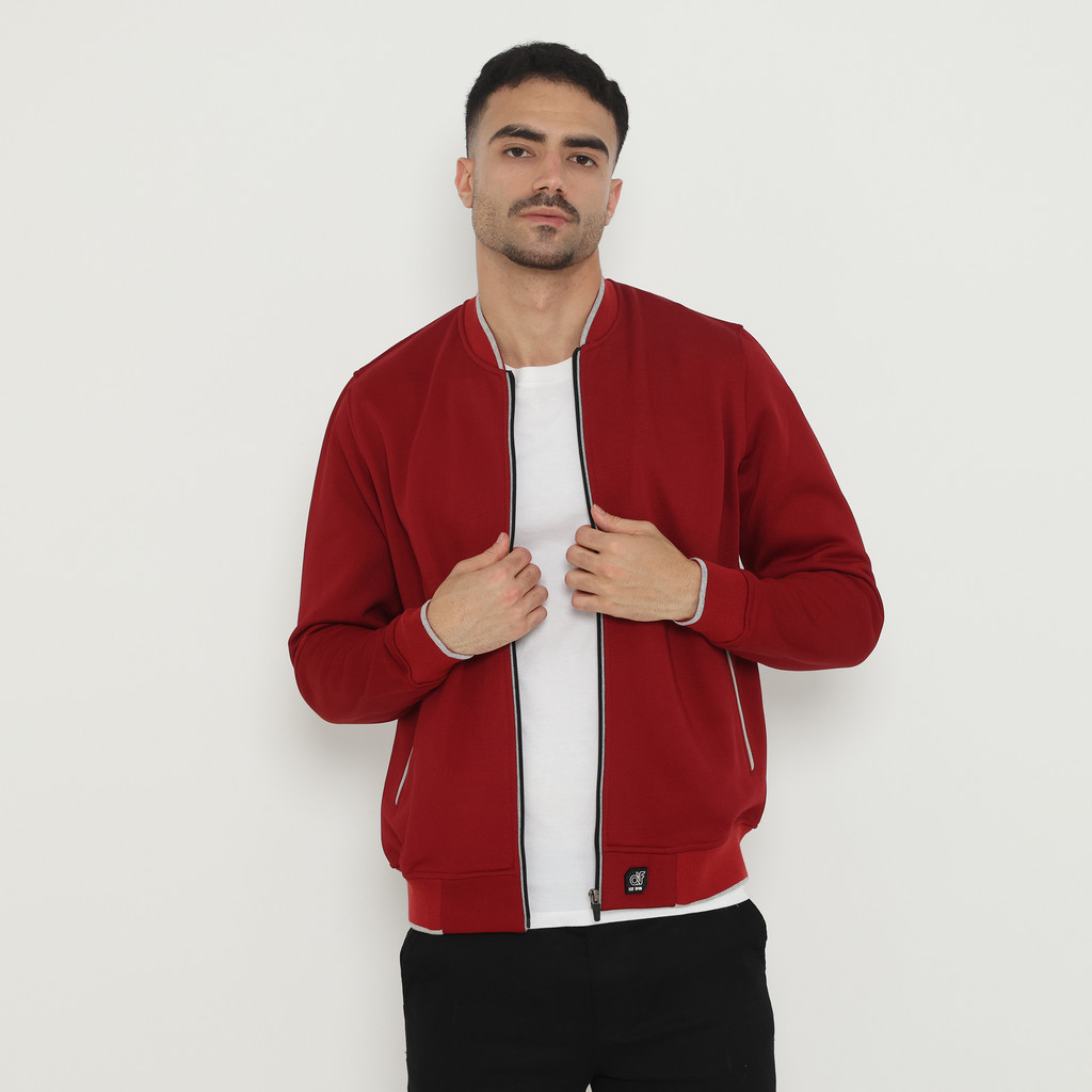 d&f Jaket Bomber pria - Maroon