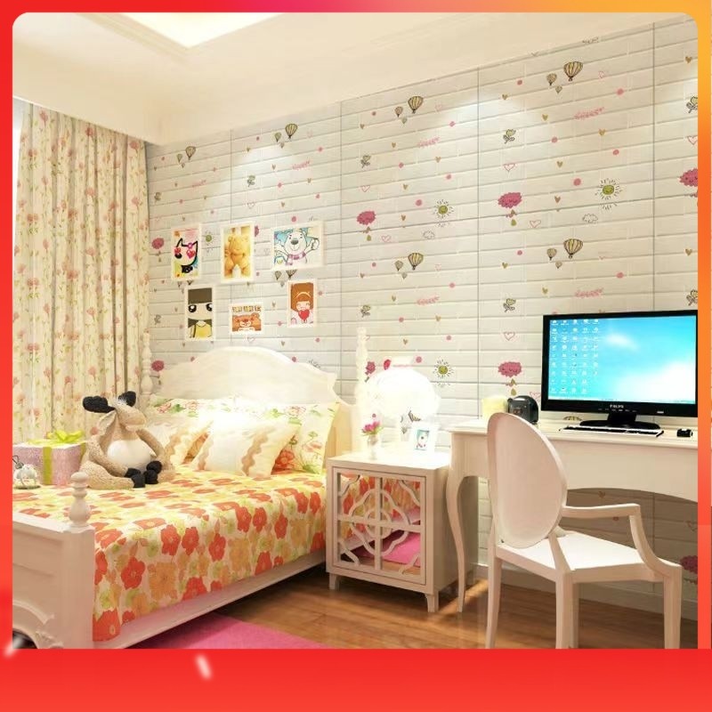 Roll WALLPAPER DINDING 3D FOAM type Bata Retro/ kulit jeruk