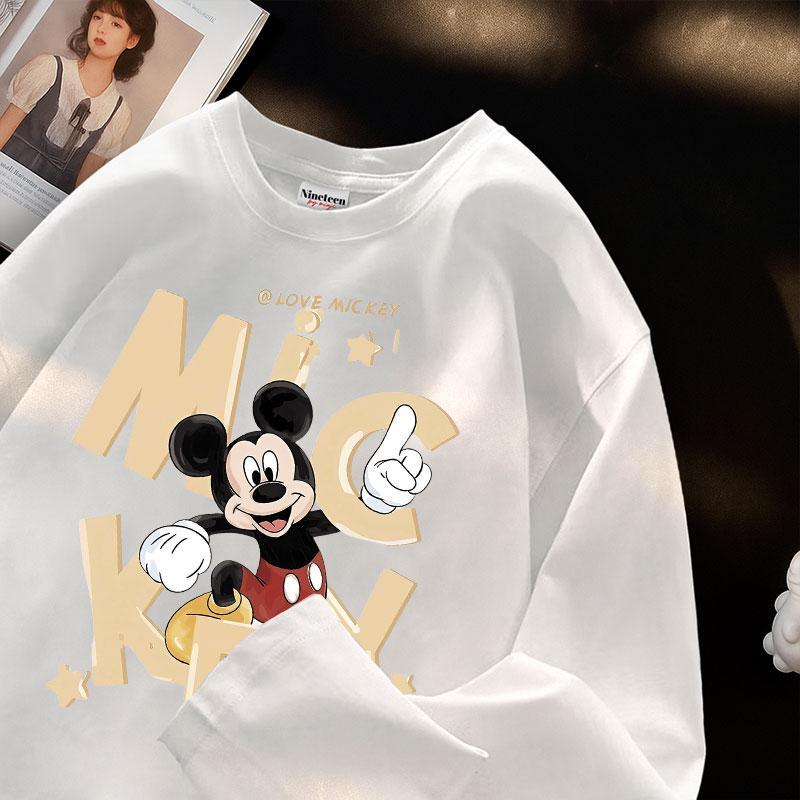 MINJI Korea style “Mickey Mouse yang lucu” | Kaos Lengan Panjang | Kaos Oversize Wanita | Bahan  Cot