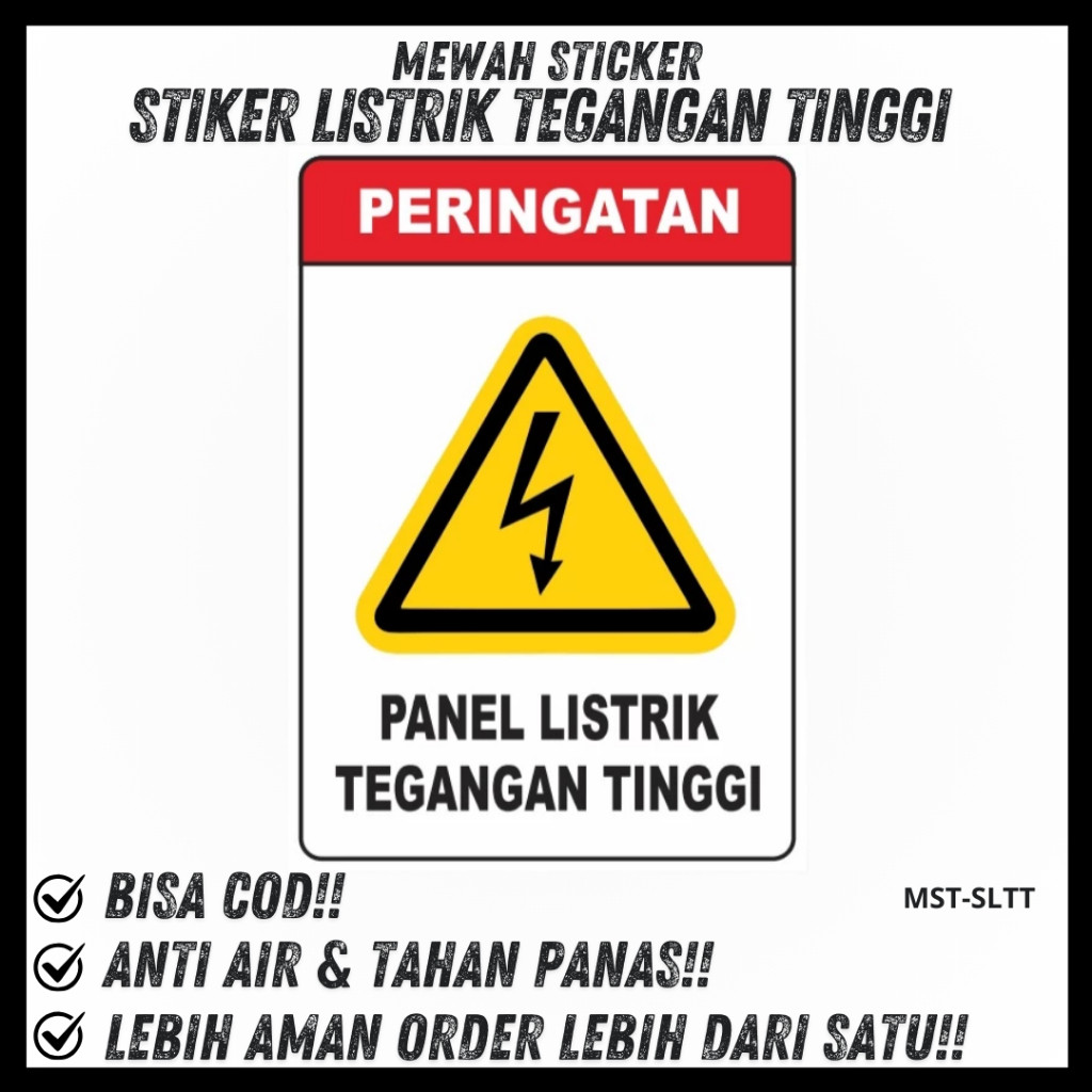 Stiker Peringatan Panel Listrik Tegangan Tinggi / Panel Listrik Tegangan Tinggi / Stiker Listrik / S