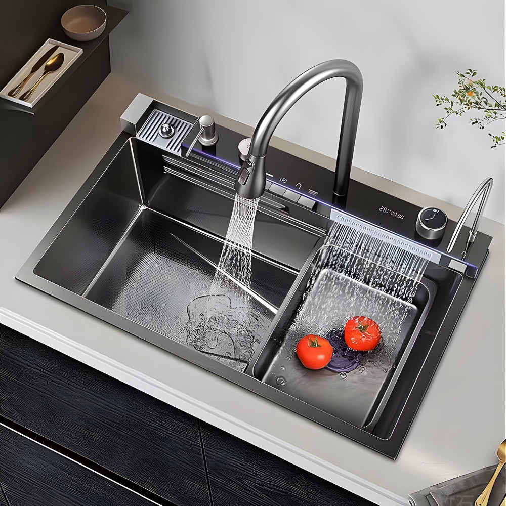 WOKI - Stainless Steel Kitchen Sink Modern Kitchen Sink Paket Kitchen Sink Black/Perak Bak Cuci Piri