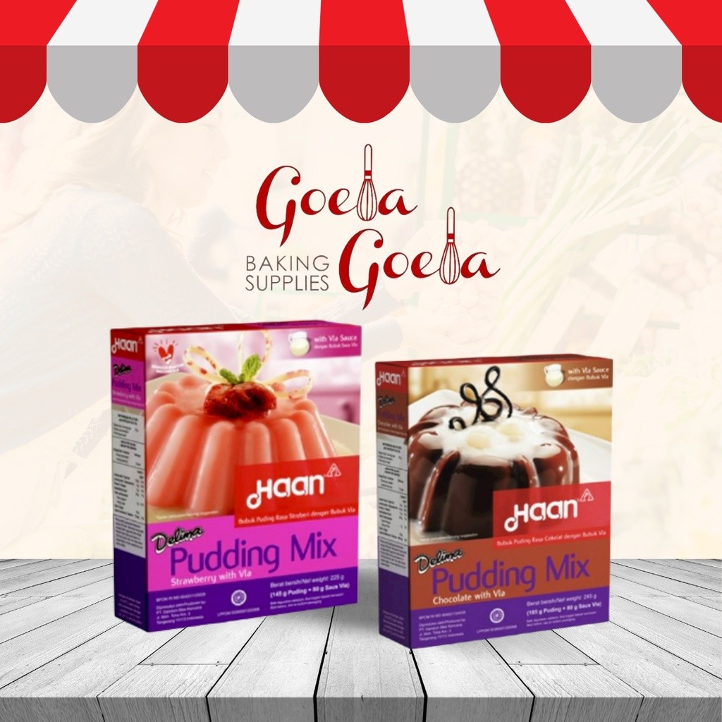 Puding Mix dengan Vla Haan Coklat dan Strawberry