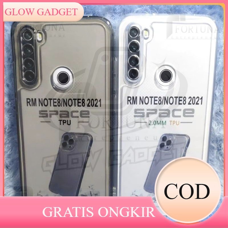 GLOW SOFTCASE ORIGINAL CLEAR  XIAOMI REDMI NOTE 8/ REDMI NOTE 8 2021 CASE CLEAR HITAM BENING TRANSPA