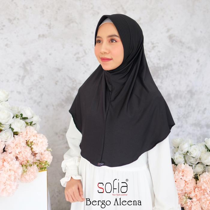 Bergo Aleena  Bahan jersey Balon - Asra Hijab  - Hitam