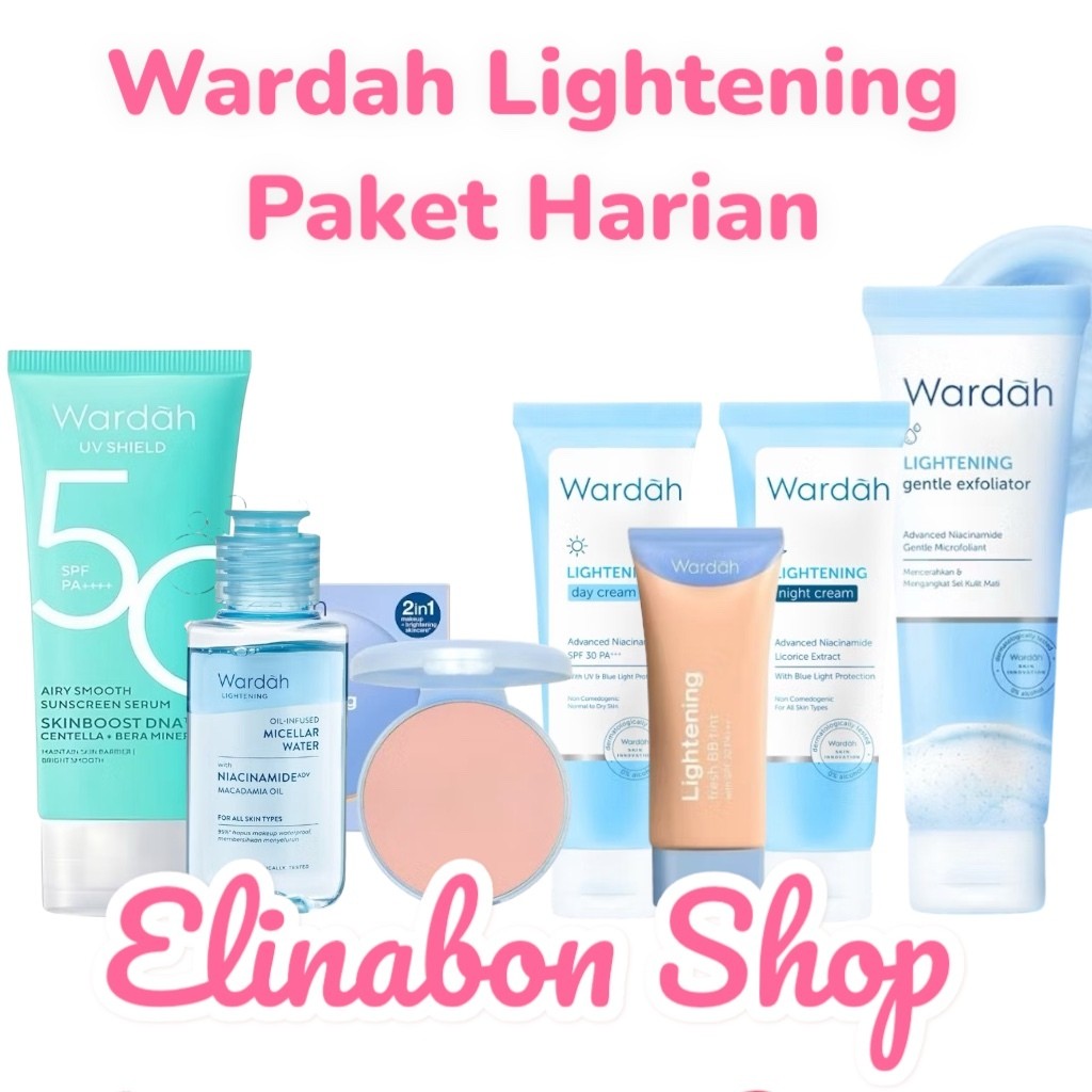 Paket kosmetik Wardah lightening harian bonus serum(kemasan baru)