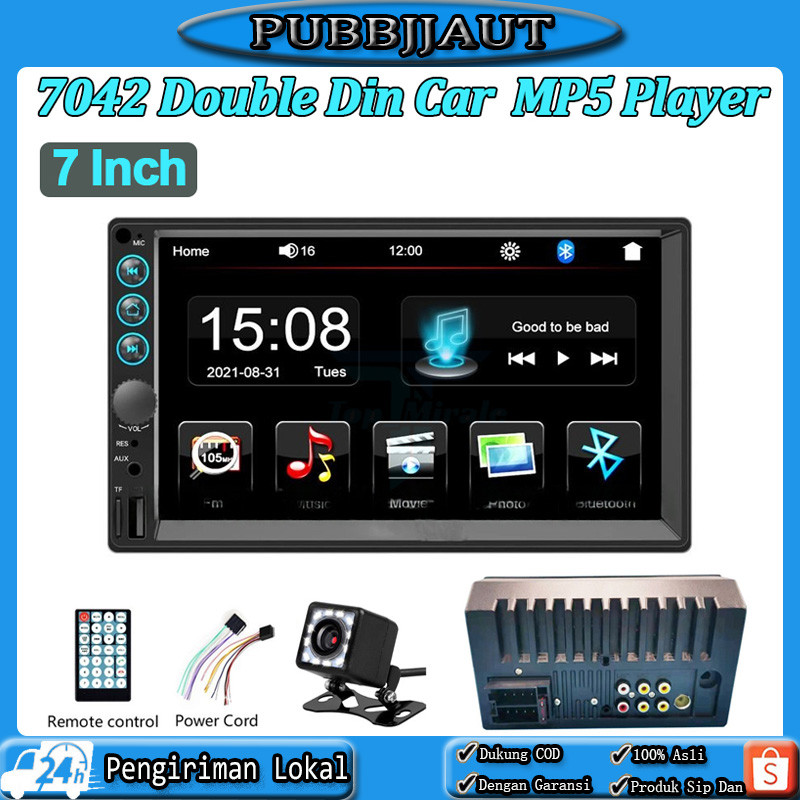 7042 Head Unit Double Din 7 Inch Bluetooth Audio Car MP3 MP5 Player Pemutar Multimedia Mobil Layar S