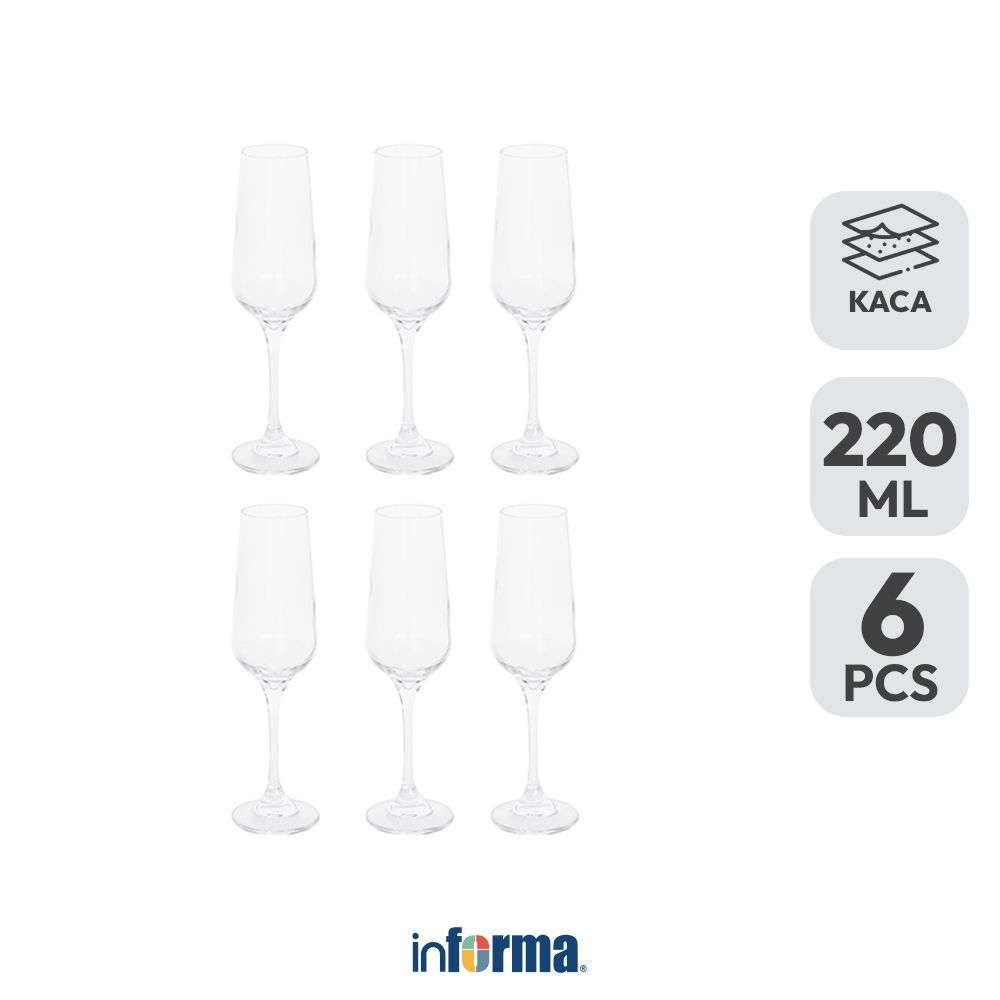 Informa Libbey Brilliance Gelas Wine Kaca 220 ml Set 6 Pcs Transparan Cup Wadah Air Minum Tempat Min