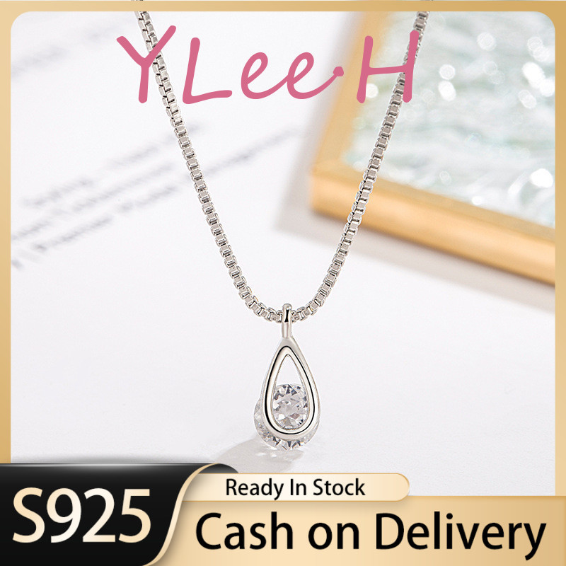 Liontin Berlian Bentuk Tetes Air Berongga Kreatif Perak 925