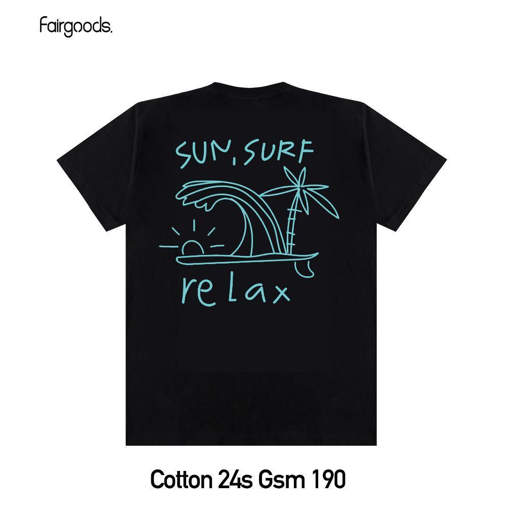 Trendi dan longgar Kaos - Sun Surf - Hitam