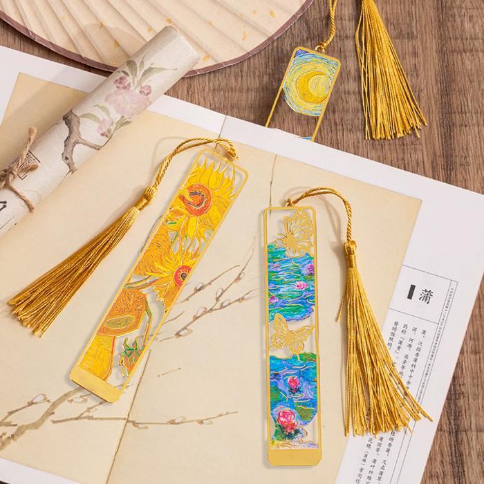 Bookmark Aesthetic 1pcs Bookmark Besi Bookmark Van Gogh Pembatas Buku Vintage - Sunflower