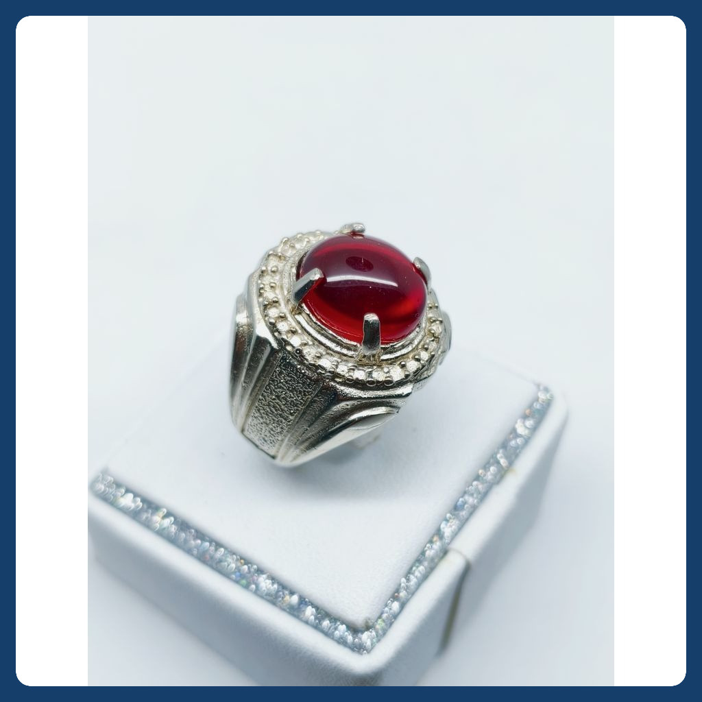 Cincin Batu Akik Merah Siam Bulat Istimewa Terlaris