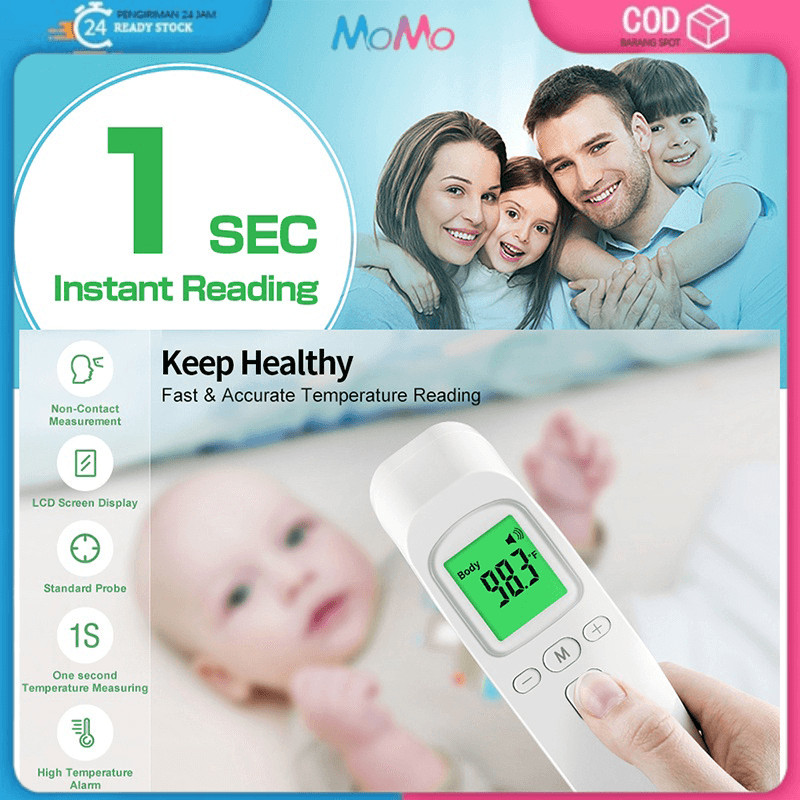 Alat Ukur Suhu Tubuh Infrared Otomatis – Thermometer Digital 3 Warna Notifikasi Demam
