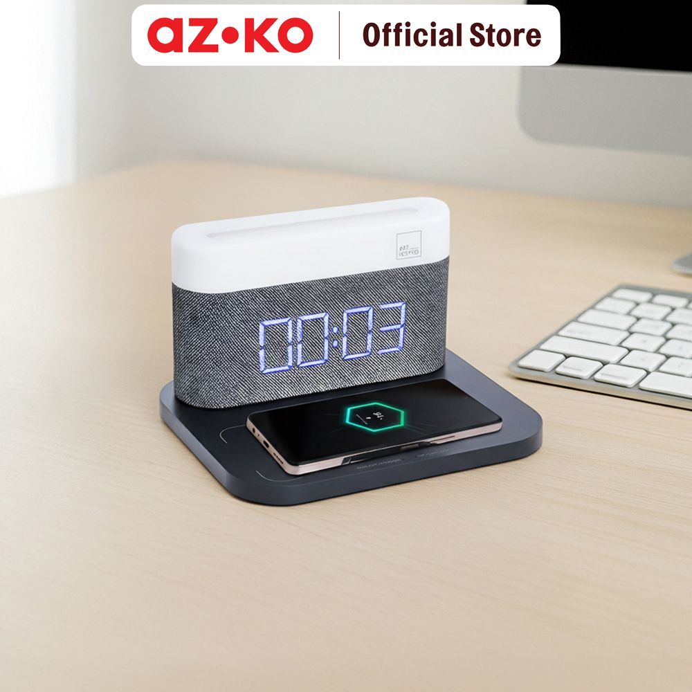 AZKO Arthome 18x15 cm Jam Digital Dengan Wireless Charger Nsl Desk Clock Jam Digital Aesthetic Dekor