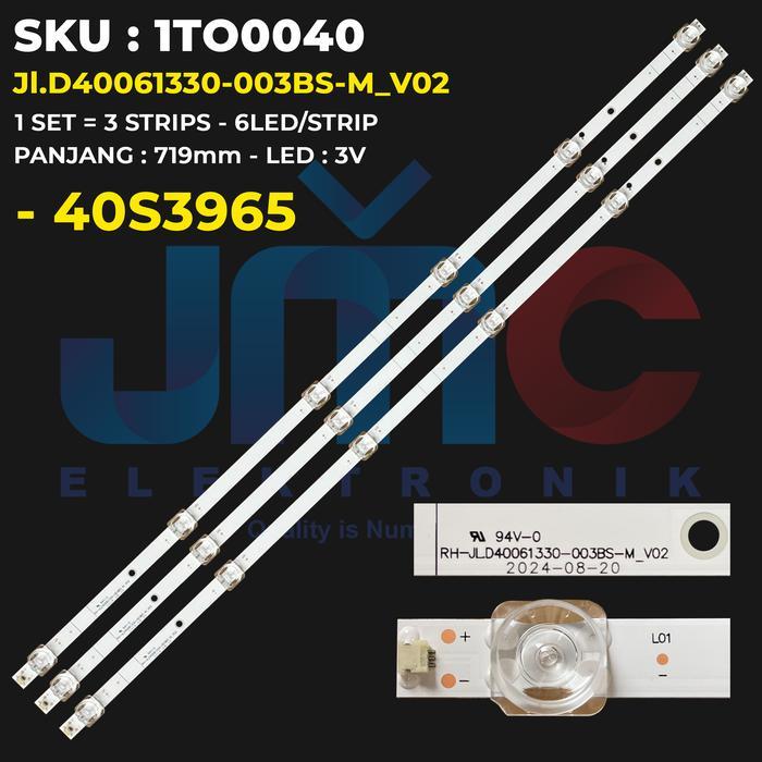 Backlight TV TOSHIBA 40 Inch 40S3965 Elmatu JMCPart