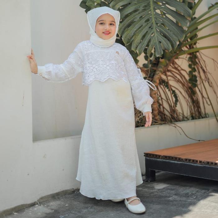 Syanas Dress Premium - Pakaian Muslim Anak Perempuan Casual Nyaman Tile Pashmina Gamis Baju Wanita C