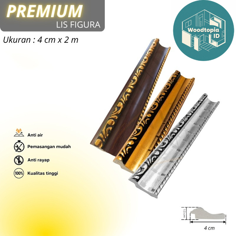 Lis Pigura 2Meter List Figura Dinding Dekorasi PVC Plafon Anti Air Anti Rayap 4CM Series