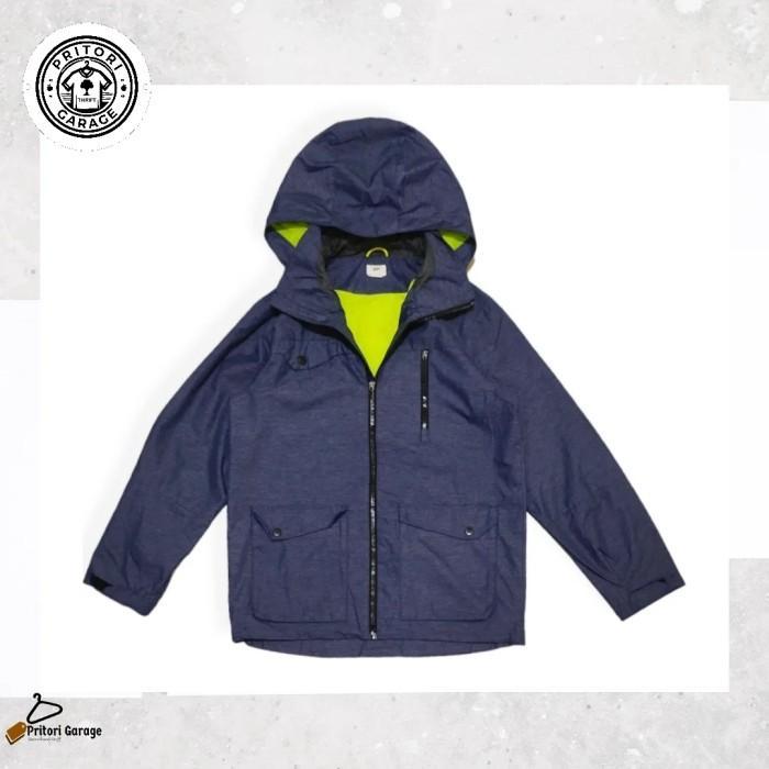 Tactical Outdoor Inner Sherpa Hoodie Parka Jacket H&M Blue Yellow Stabilo Color Vintage M