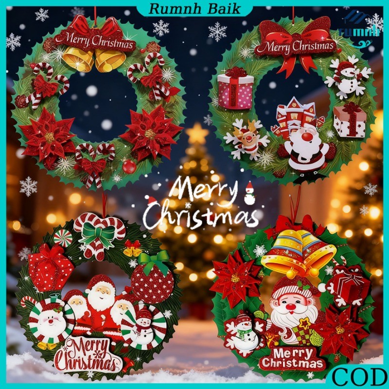 Karangan Bunga Natal Buatan / Hiasan Pintu Natal / Hiasan Meja / Hiasan Dinding Natal / Karangan Bun