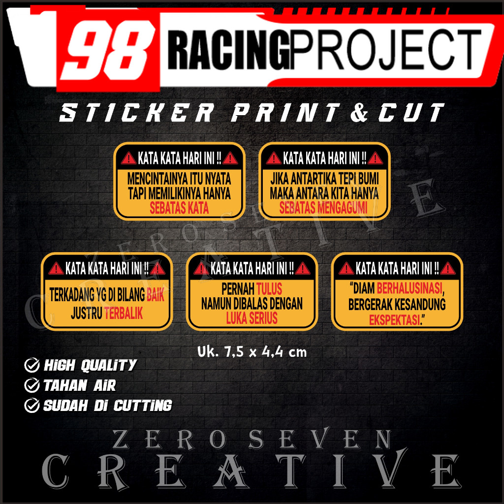 STIKER KATA KATA HARI INI STIKER QUOTES WARNING STIKER MOTOR / LAPTOP TUMBLER AESTHETIC VYNIL