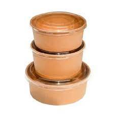 CXL - Paper Bowl Kraft Coklat + Tutup 500ml 650ml Laminasi Food Grade / Mangkok Kertas Rice Bowl