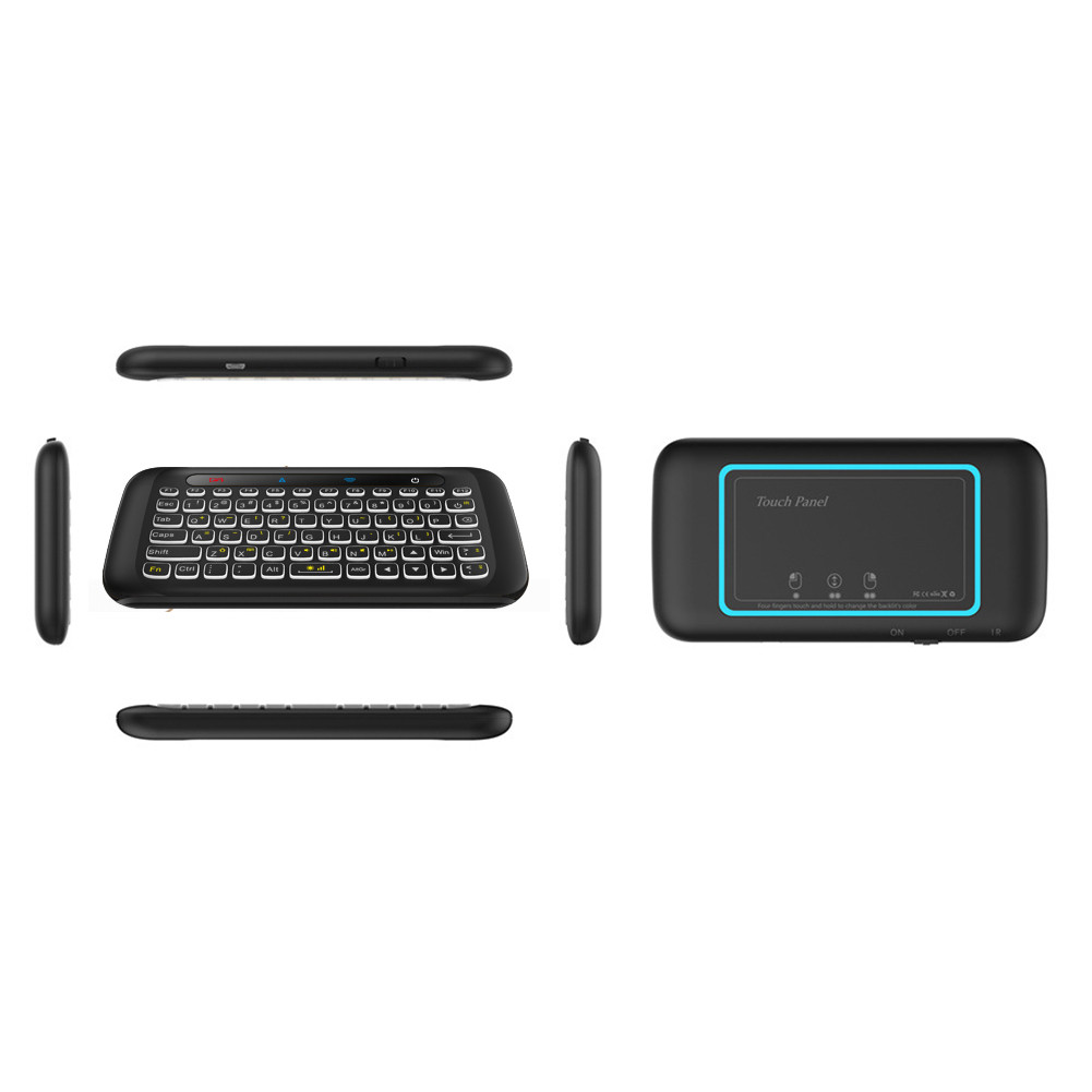 H20 Mini Full Touch Screen 24GHz Air Mouse Touchpad Backlight Wireless Keyboard IR Leaning Remote Co