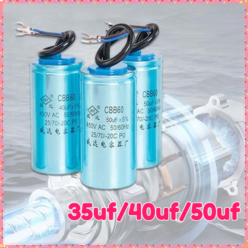 Kapasitor Motor Starting 35uf/40uf/50uf 450V CBB60 Kapasitor Mesin Kompresor Tahan Lama Capacitor St