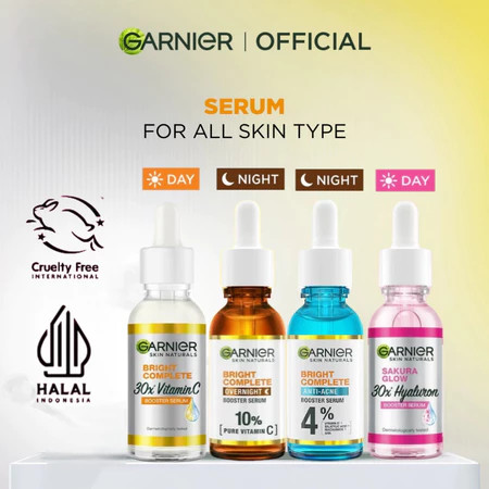 Garnier Skin Naturals - Bright Complete Vitamin C 30x Booster Serum 30mL, Mencerahkan & Menghilangka