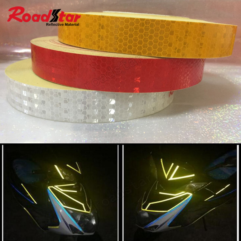Roadstar 25mm x 25m YellowRedWhite Reflective Tape Stickers CarStyling Self Adhesive Warning Tape
