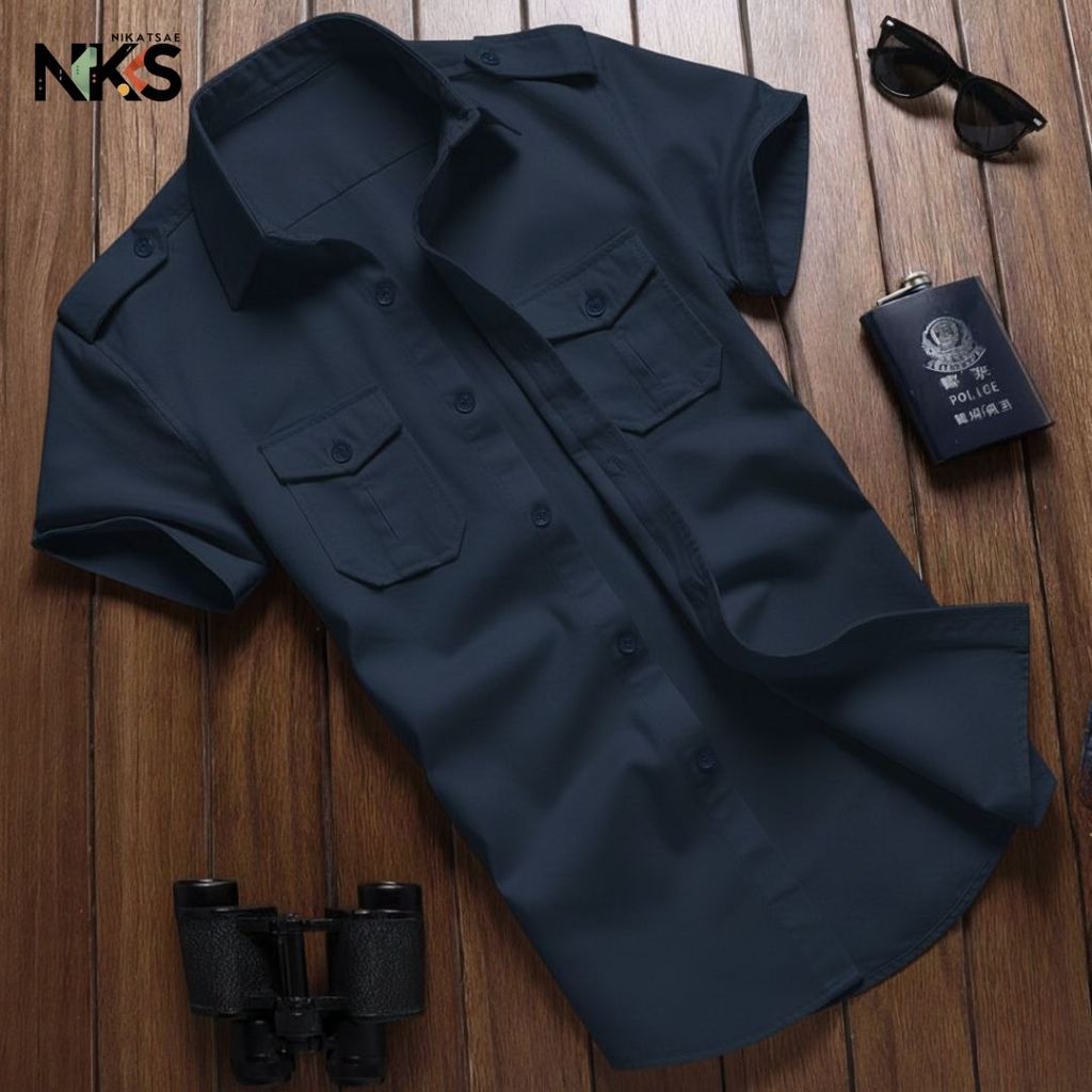 Kemeja Tactical Biru Navy Lengan Pendek / Kemeja Tactical / Baju Tactical / Kemeja / Kemeja Pendek
